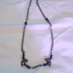 Unbranded Blue Dolphin Charm Necklace with Bead Accents